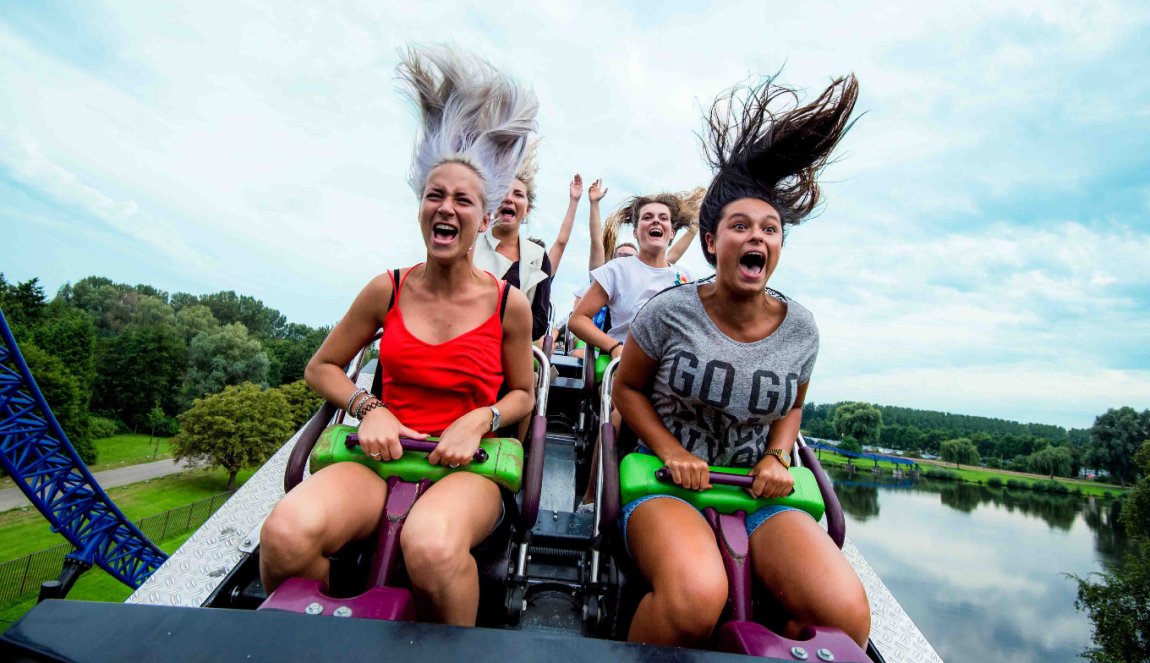 Visitors enjoying ride at Walibi