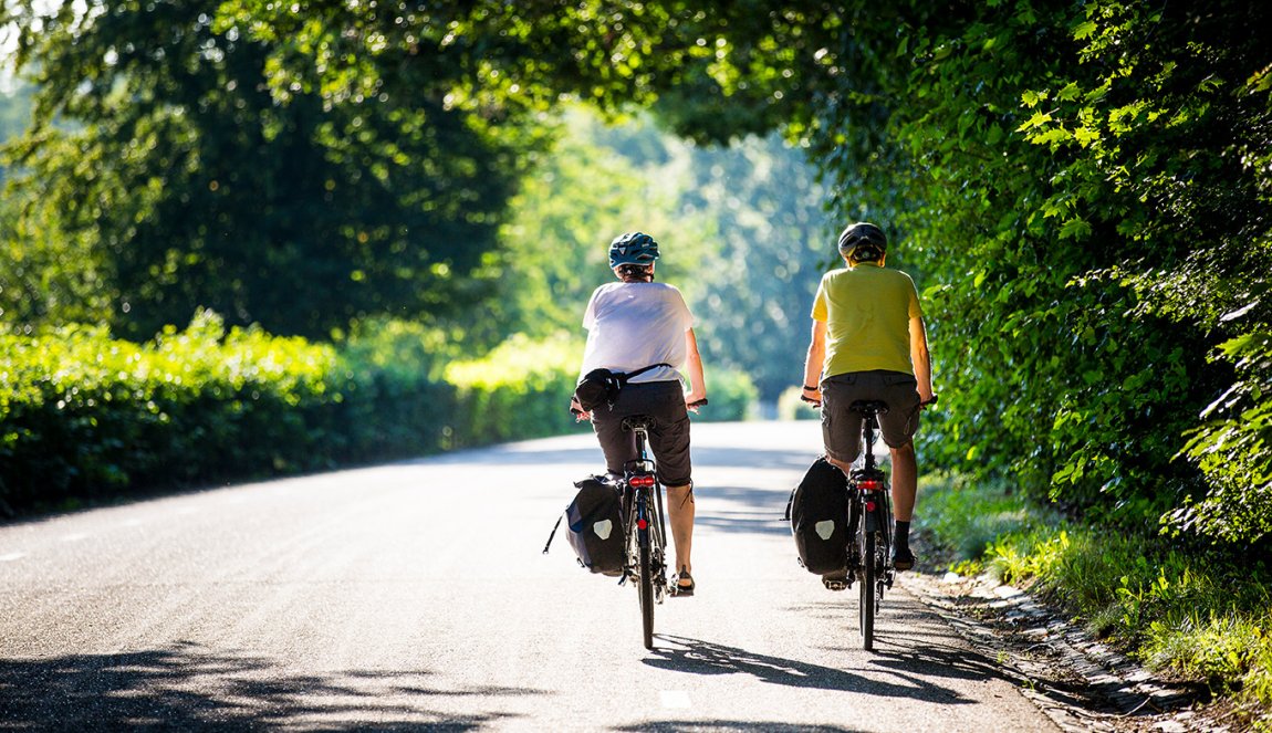 Cyclists with panniers in Zuid-Limburg