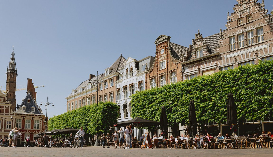 Square with cathedral of Saint Bavo Haarlem