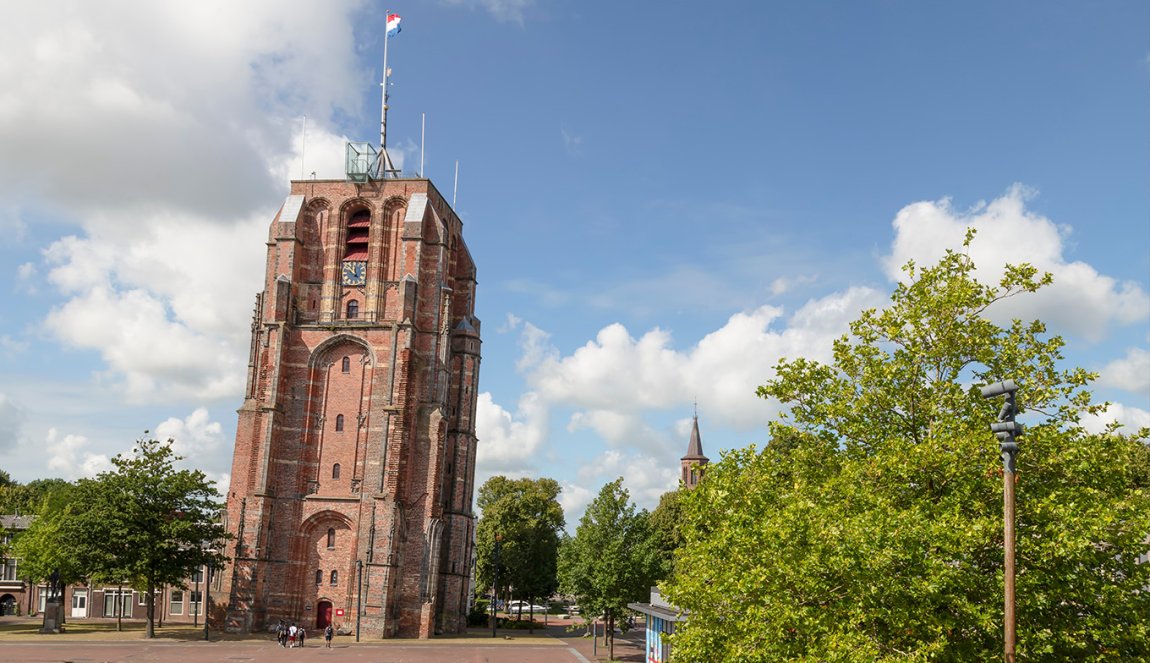 Leaning tower Oldehove in the center of Leeuwarden in Friesland