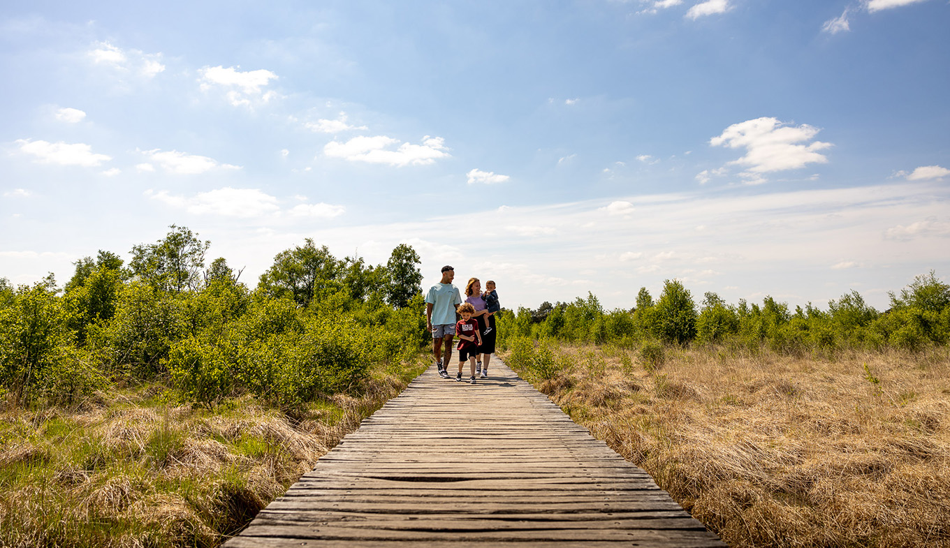 Family walking in De Groote Peel National Park