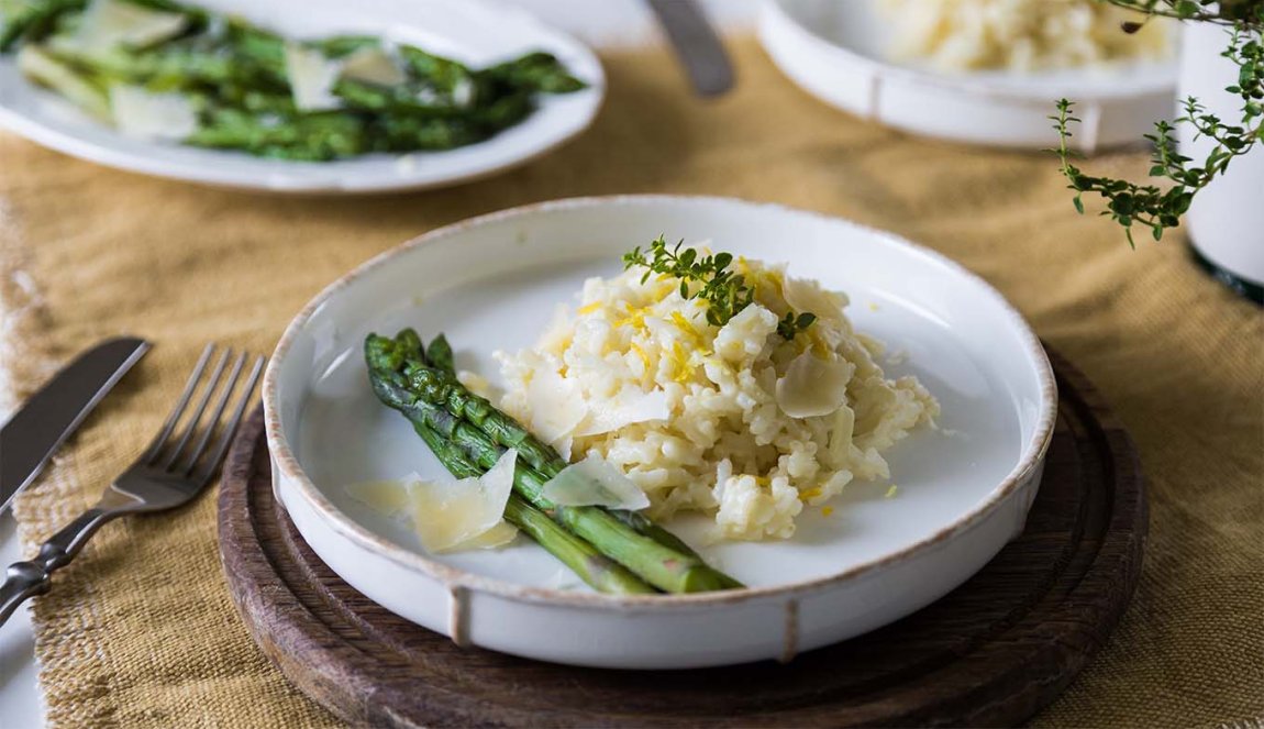 Risotto with parmesan cheese and asparagus