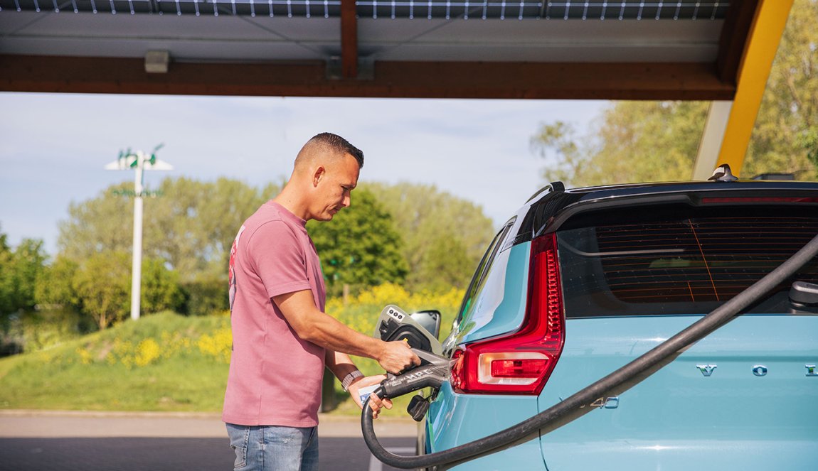 Electric car at a charging station