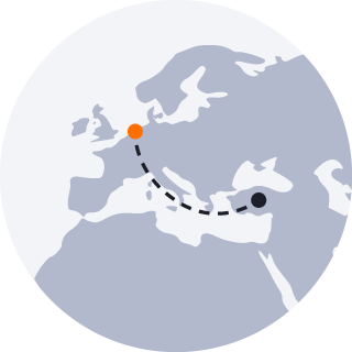 Map from Turkey to Holland