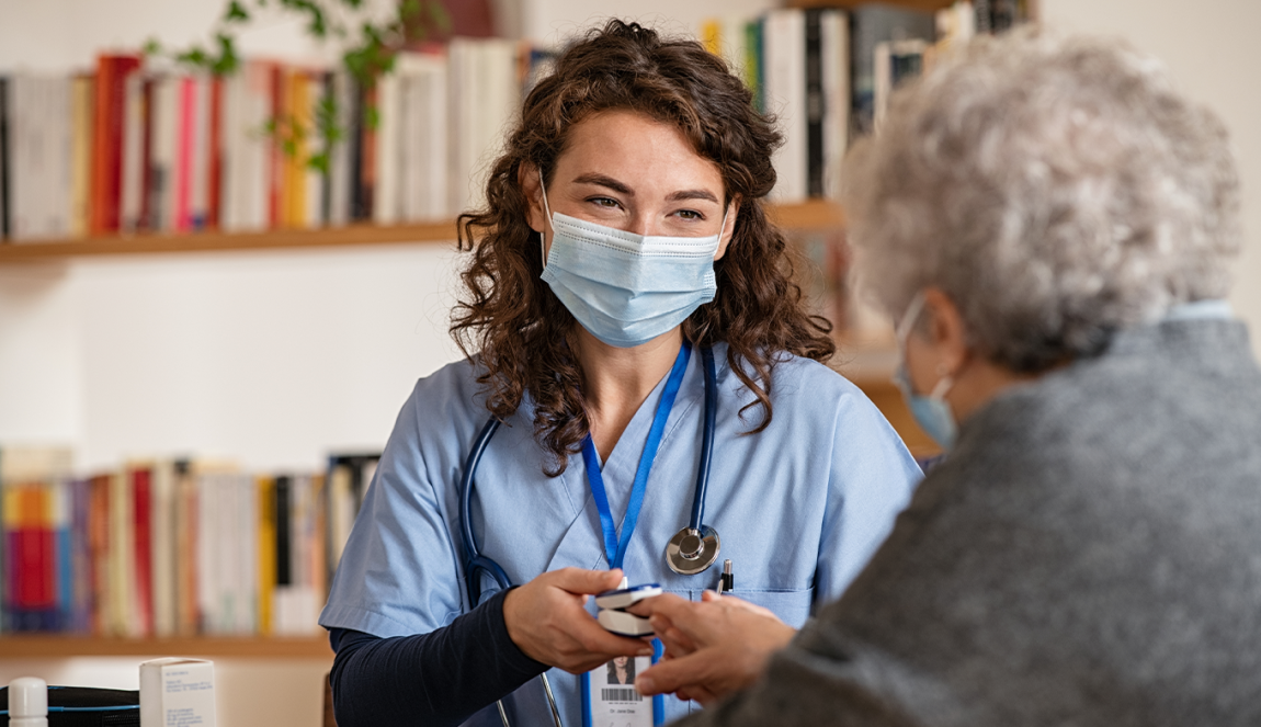 Doctor and patient with medical masks